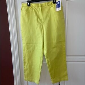 Haggar women's cropped ankle pants size 12 new with tag office casual date lemon